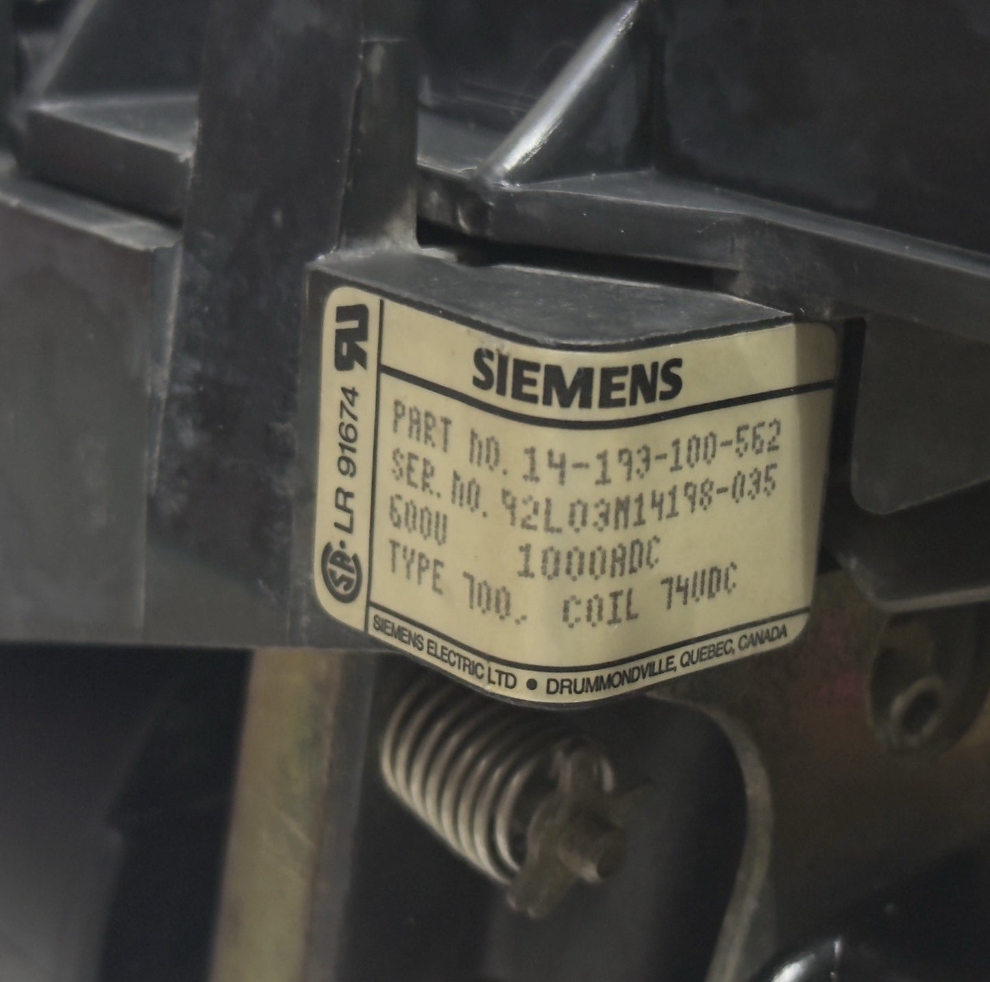 Siemens Electric Contactor 14-193-100-562 - Quick Dispatch & Free Fast Ship DHL