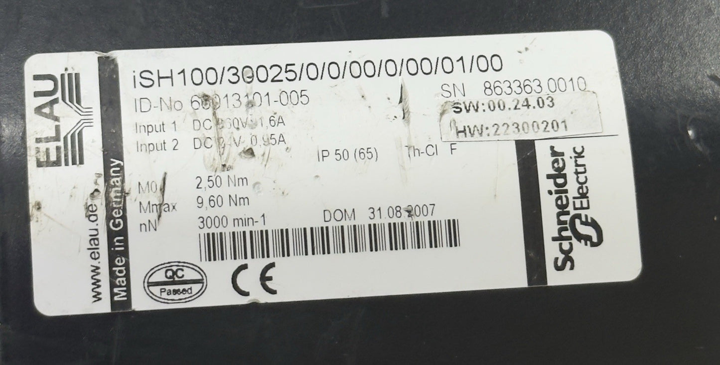 Schneider ISH100/30025/0/0/00/0/00/01/00 Servo Motor 3X400V 3.6Nm 3000RPM