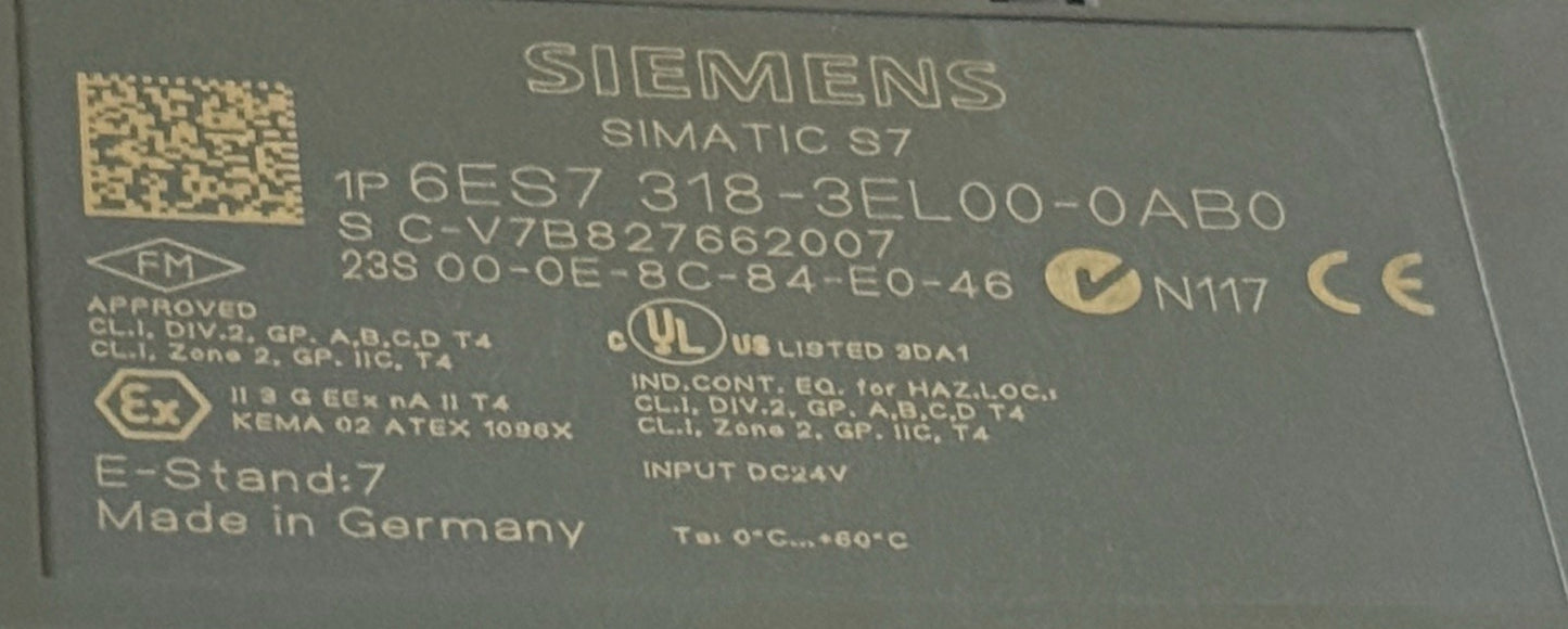 Siemens SIMATIC S7-300 CPU319-3 PN/DP 6ES7 318-3EL00-0AB0