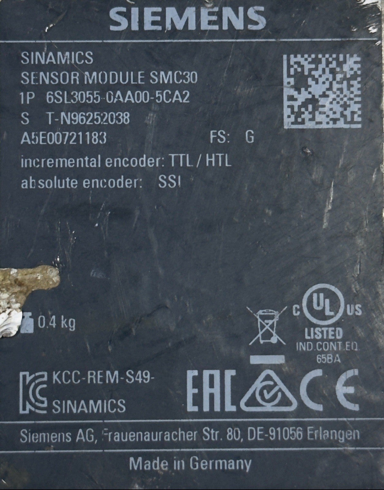 SIEMENS SINAMICS SENSOR MODULE SMC30