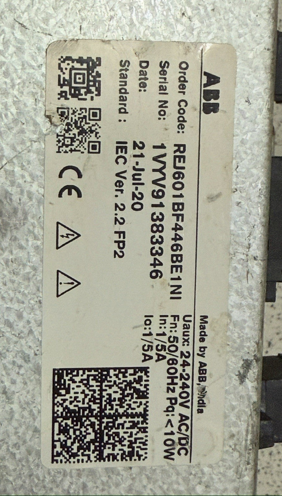 ABB REJ601 Protection relay for overcurrent and earth fault protection