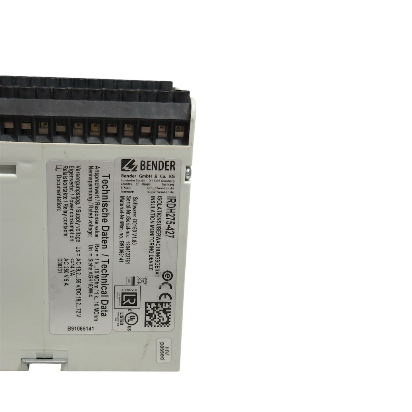 Bender IRDH275-435 Insulation Monitoring Device