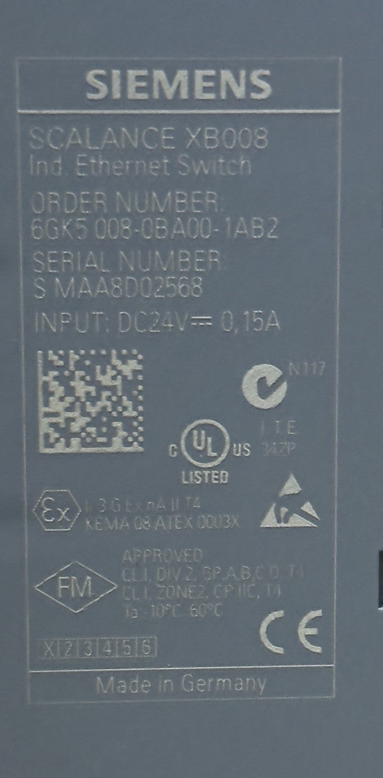 Siemens Scalance XB008 Ethernet Switch 6GK5 008-08A00-1AB2