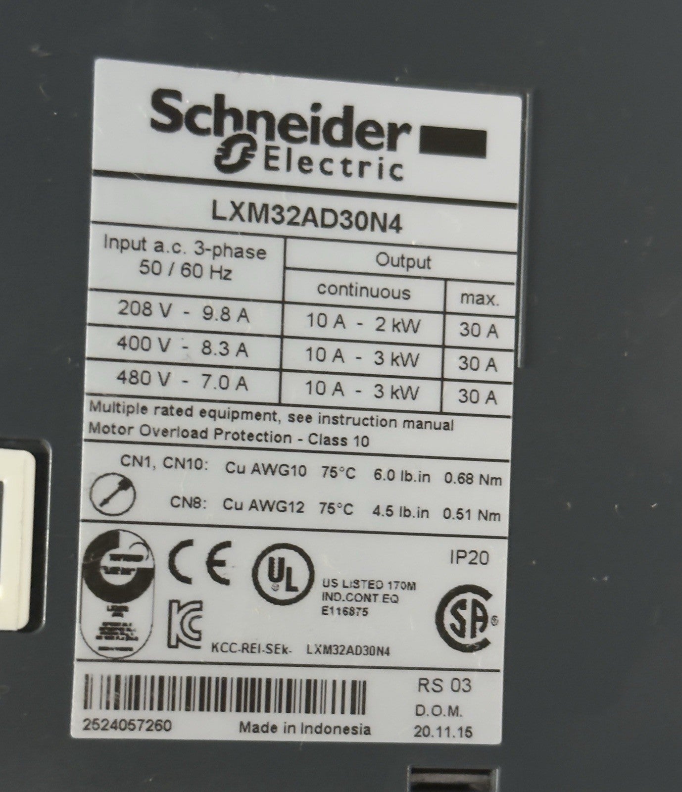 Schneider LXM32AD30N4 Servo Drive