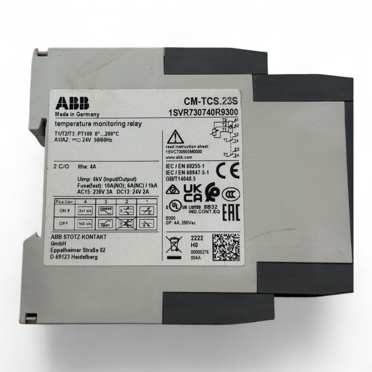 ABB CM-TCS Temperature Monitoring Relay 1SVR730740R9300 PT100 0-200°C 24V - New