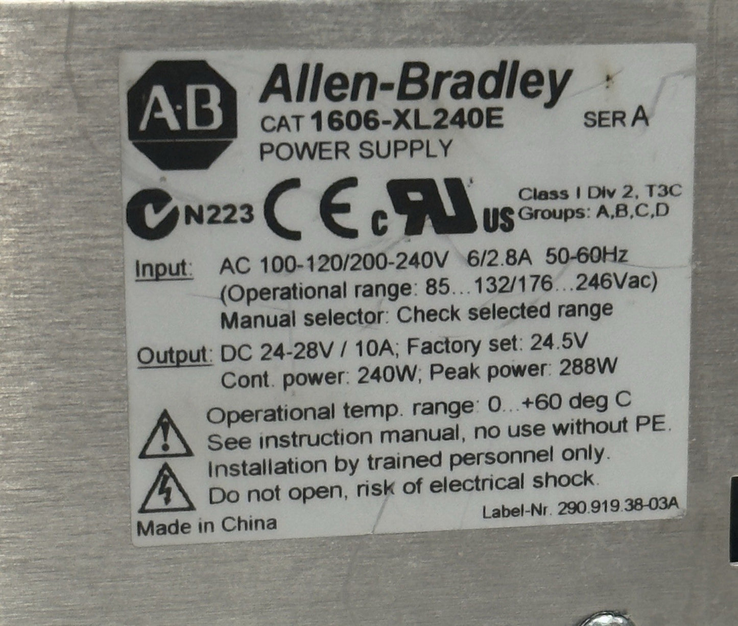 Allen Bradley 1606-XL Power Supply 10a