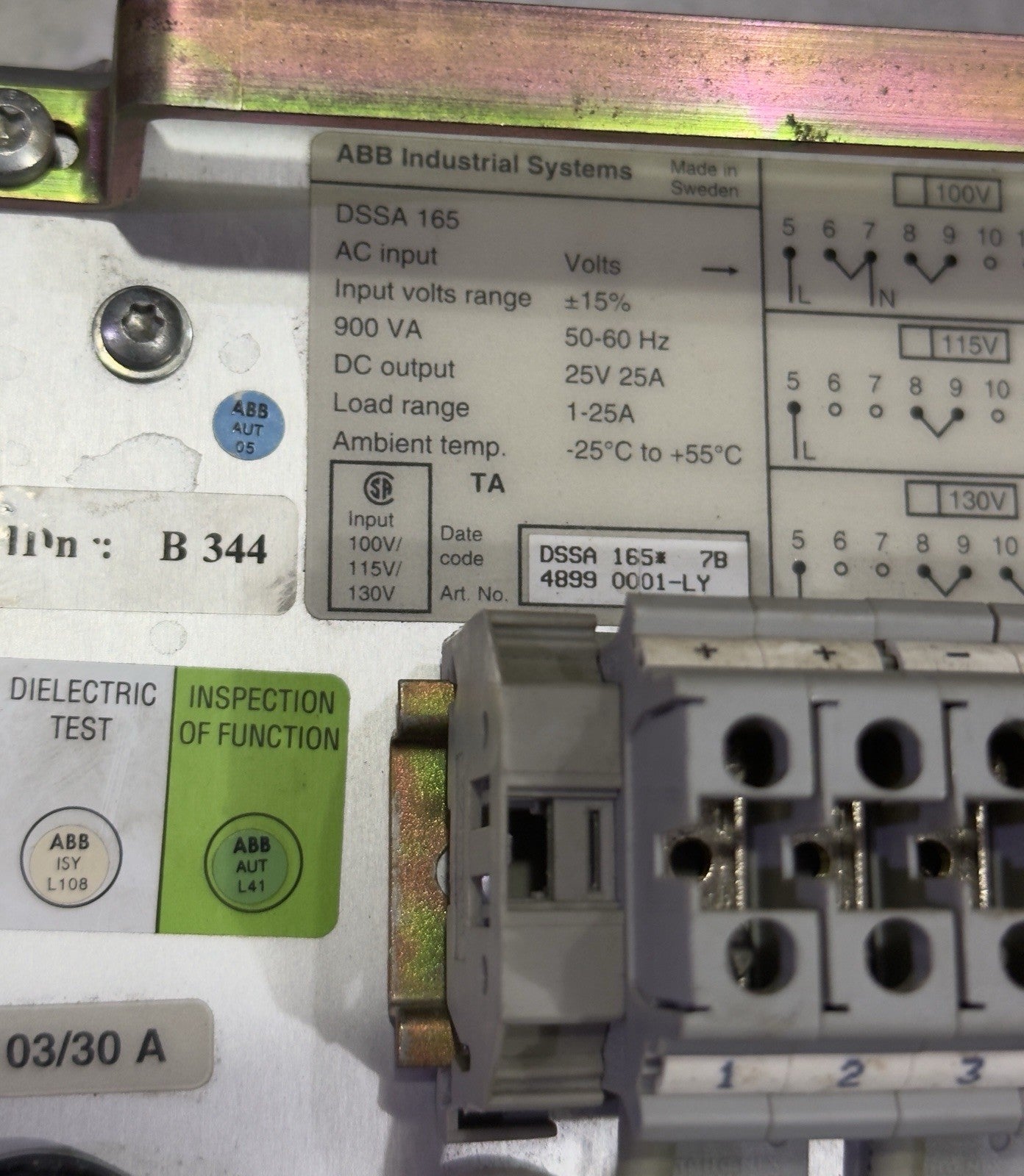 ABB Industrial Systems DSSA 165 Power Supply Unit 4899 0001-LY