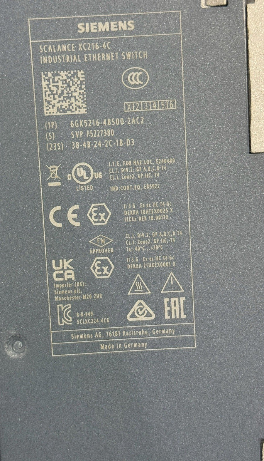Siemens SCALANCE XC216-4C Industrial Ethernet Switch - 6GK5216-4BS00-2AC2