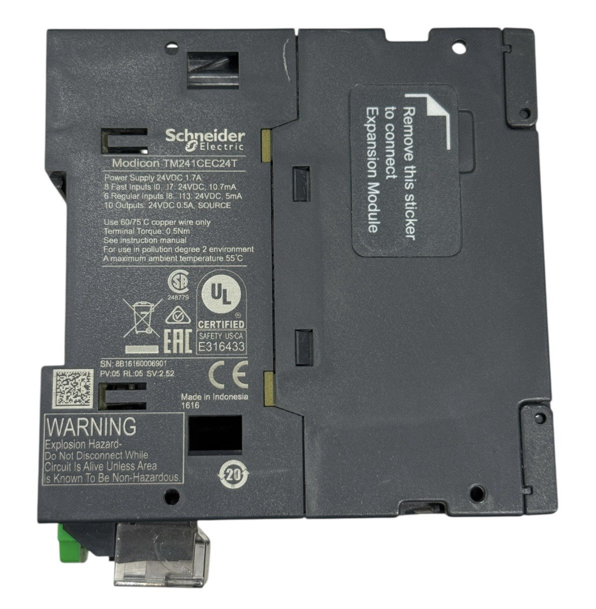 Schneider Electric Modicon TM241CEC24T PLC - 24 I/O, Ethernet, CANopen