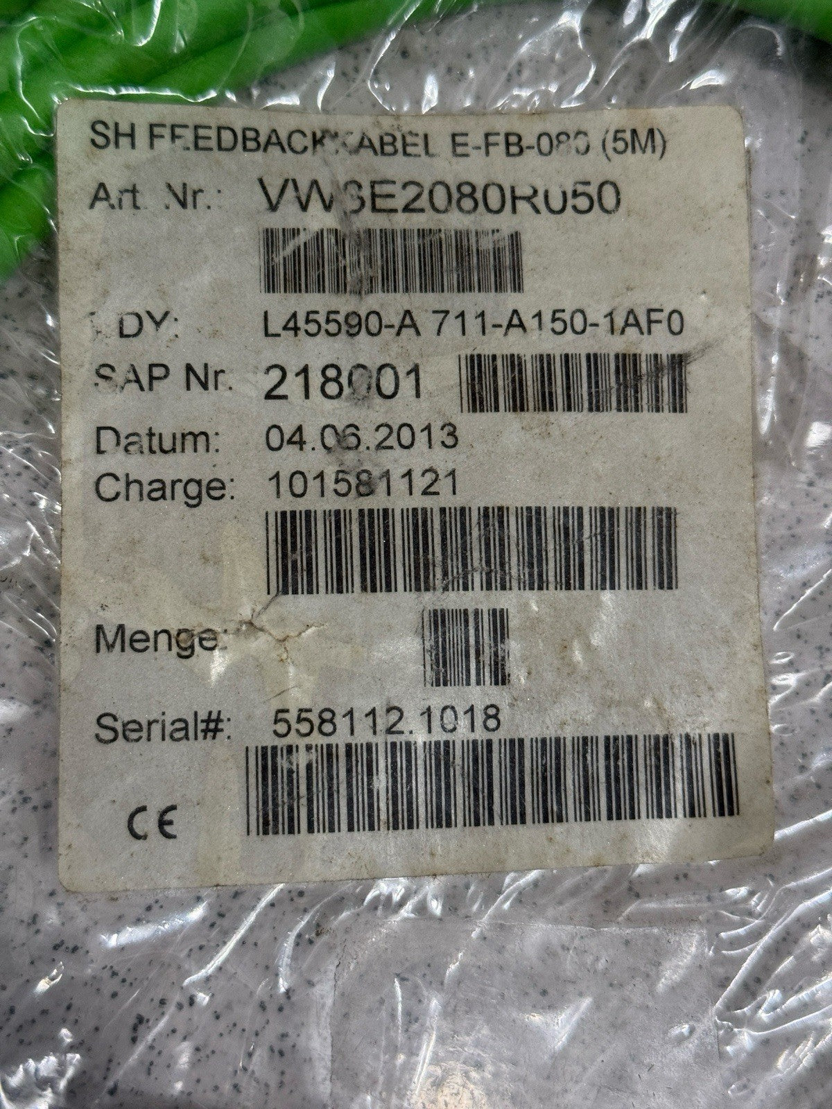 Schneider Electric VW3E2080R050 PacDrive Feedback Cable 5Metre/ 300Volt