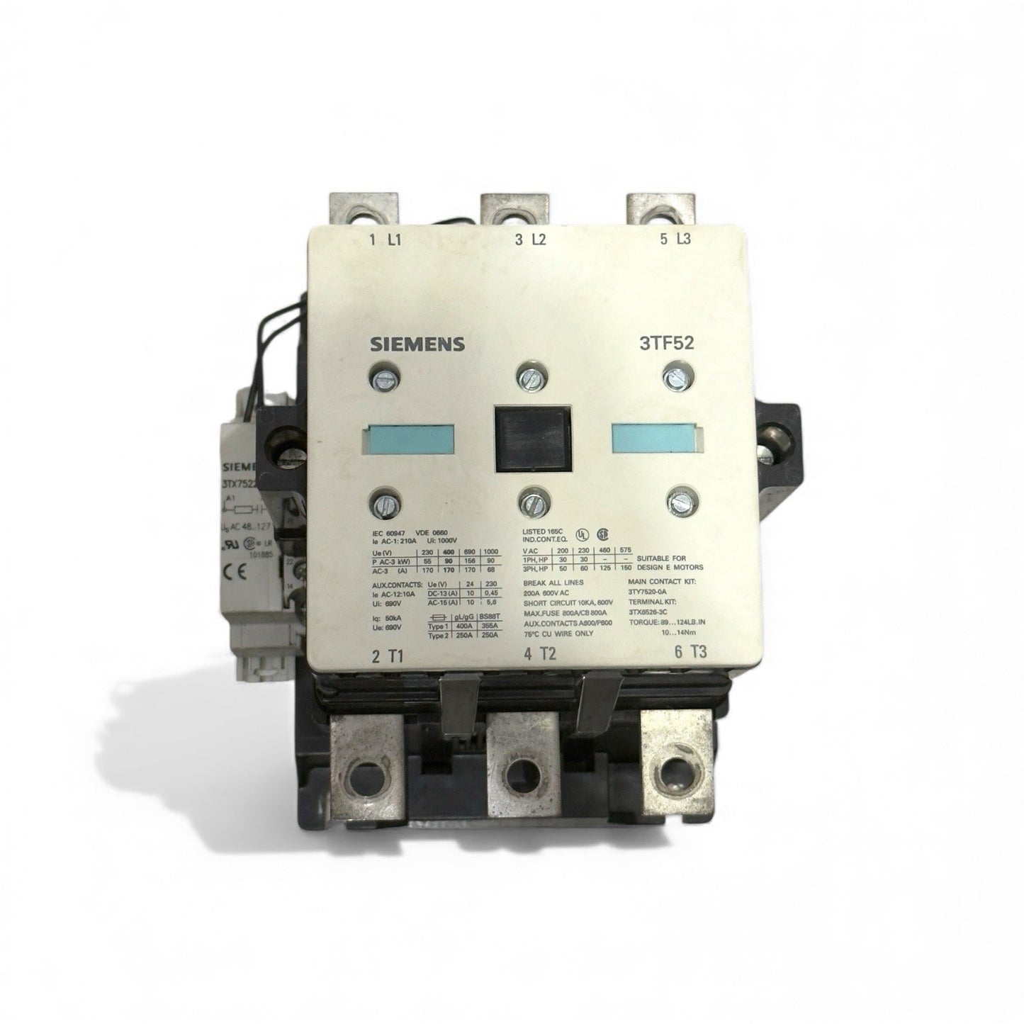 SIEMENS 3TF5222-0AF0 POWER CONTACTOR 3TF52 3POLE 110V AC COIL