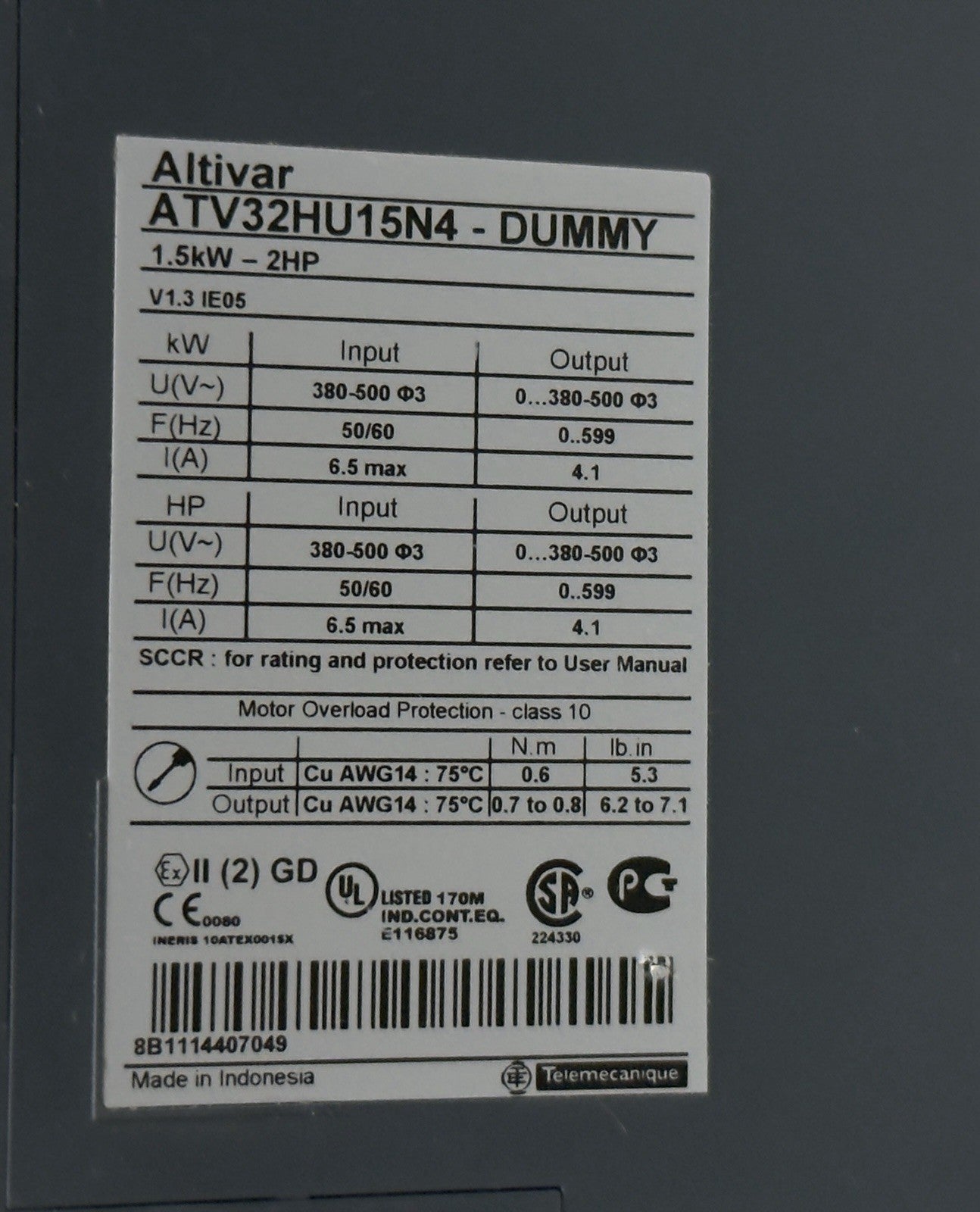 Schneider Electric ATV32HU15N4 Variable Speed Drive- Only Body