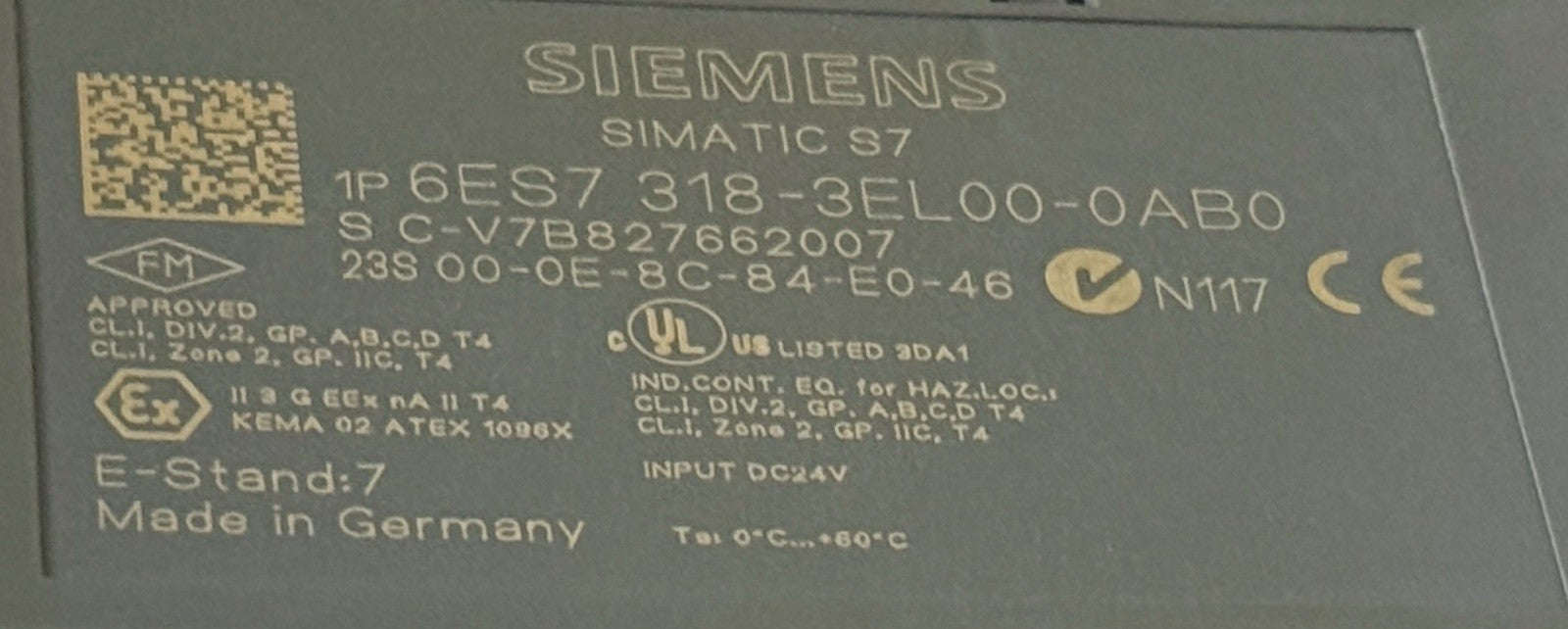 Siemens SIMATIC S7-300 CPU319-3 PN/DP 6ES7 318-3EL00-0AB0