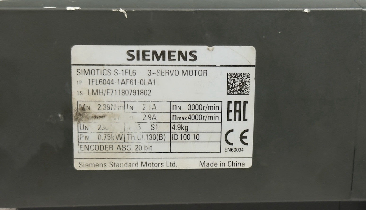 Siemens Simotics S-1FL6 Servo Motor 1FL6044-1AF61-0LA1