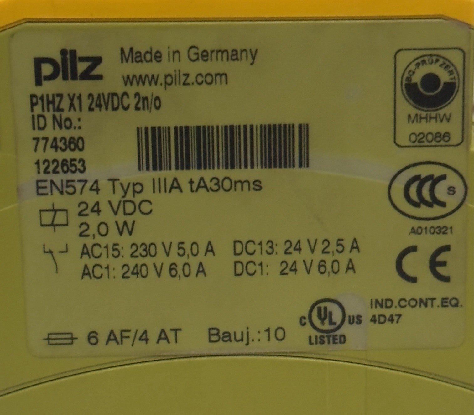 PILZ P1HZ X1 24VDC 2n/o Safety Relay