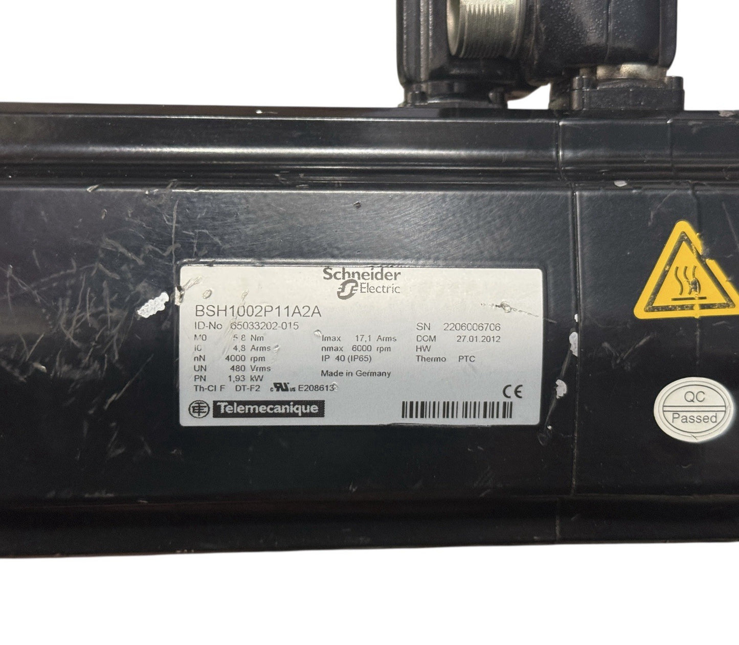 Schneider Telemecanique BSH1002P11A2A Servo Motor- 4000 RPM - Made In Germany