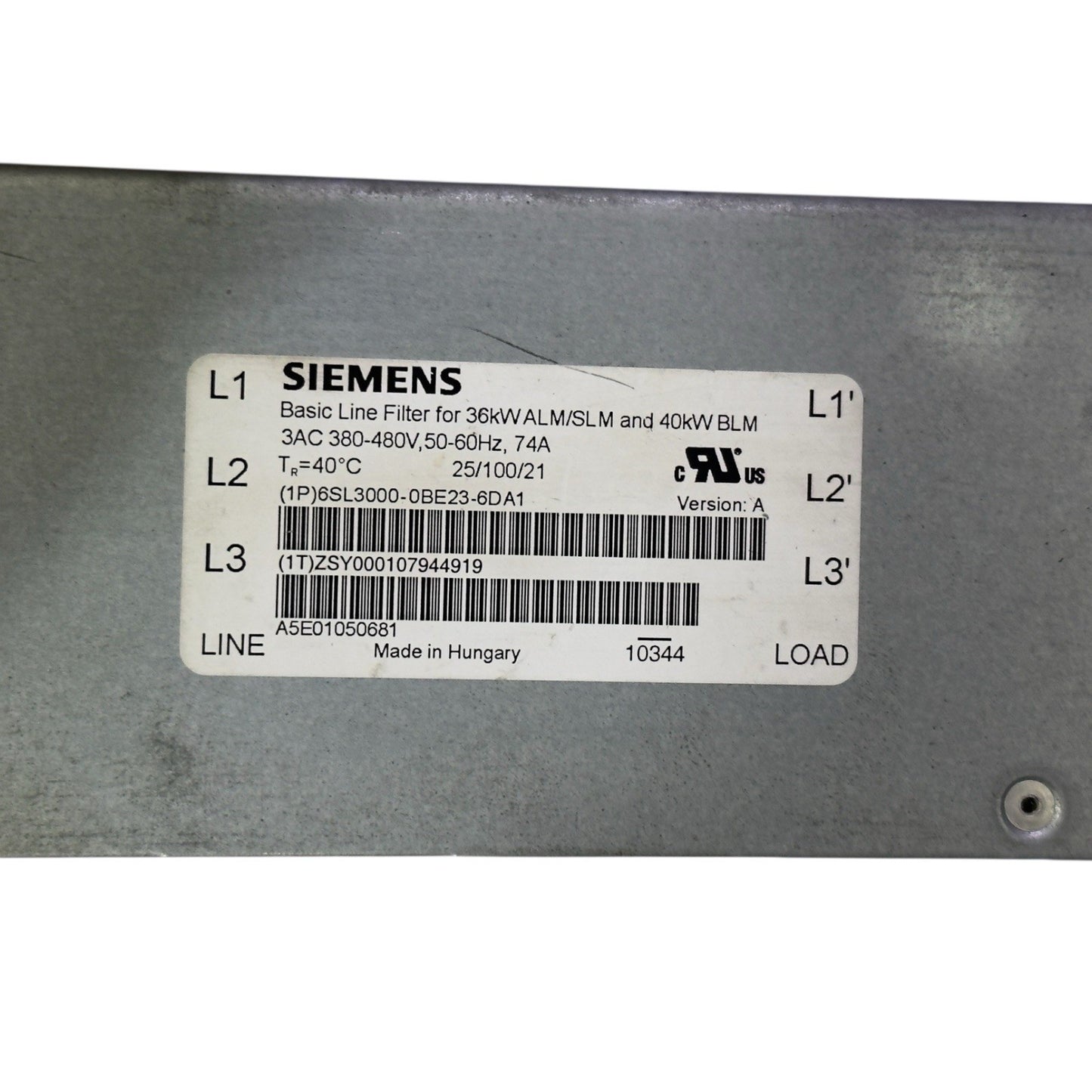 Siemens 6SL3000-0BE23-6DA1 Basic Line Filter 36kW
