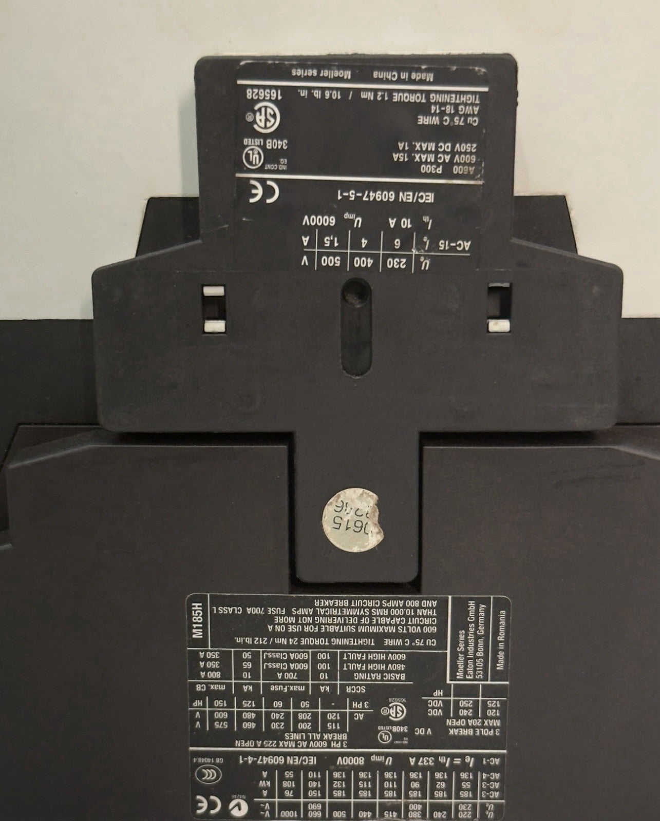 EATON DIL M185A  XTCE185H 180-240V 3POLE 185 A MAGNETIC POWER CONTACTOR