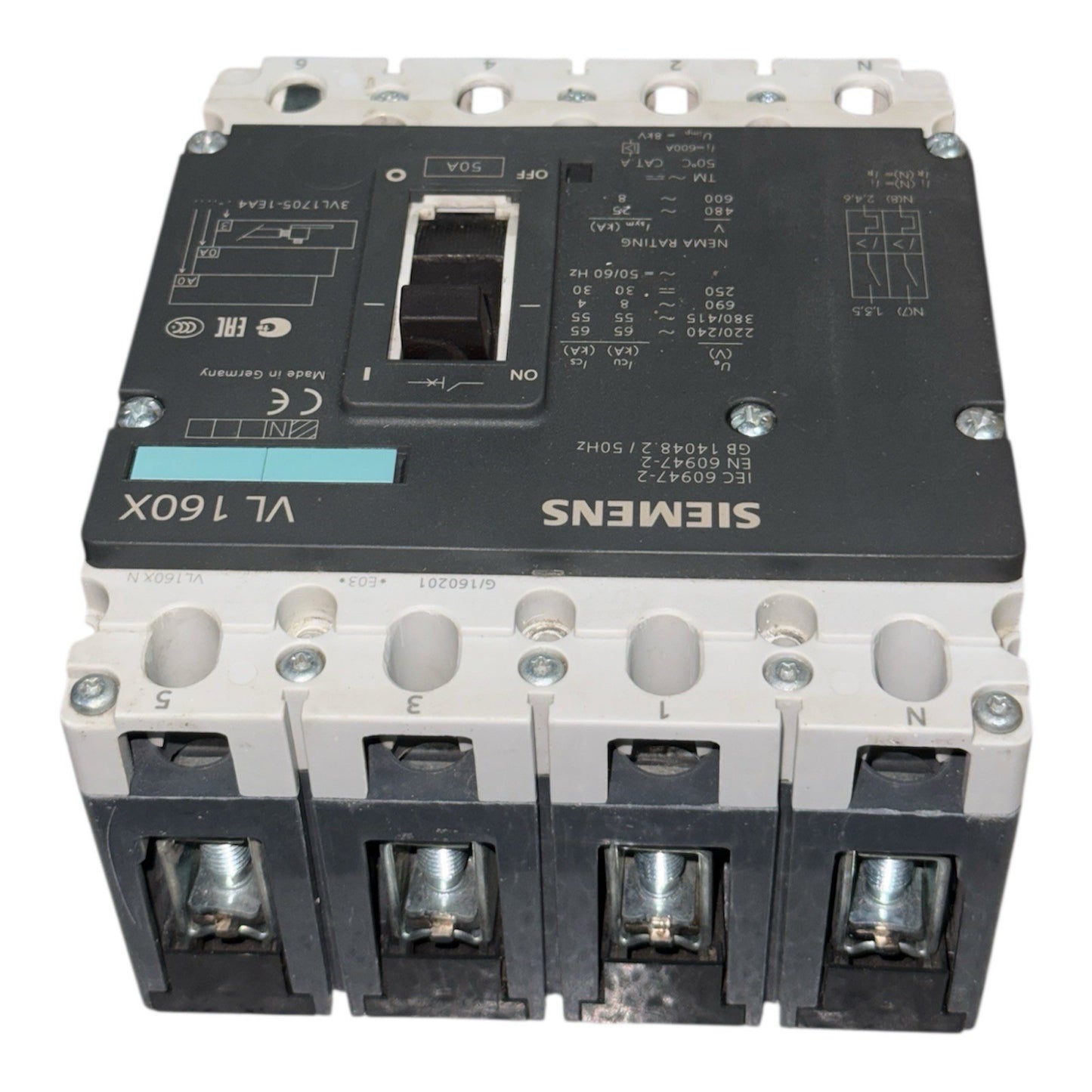 Siemens VL 160X Circuit Breaker 50A 4-Pole 690V VL160X/N