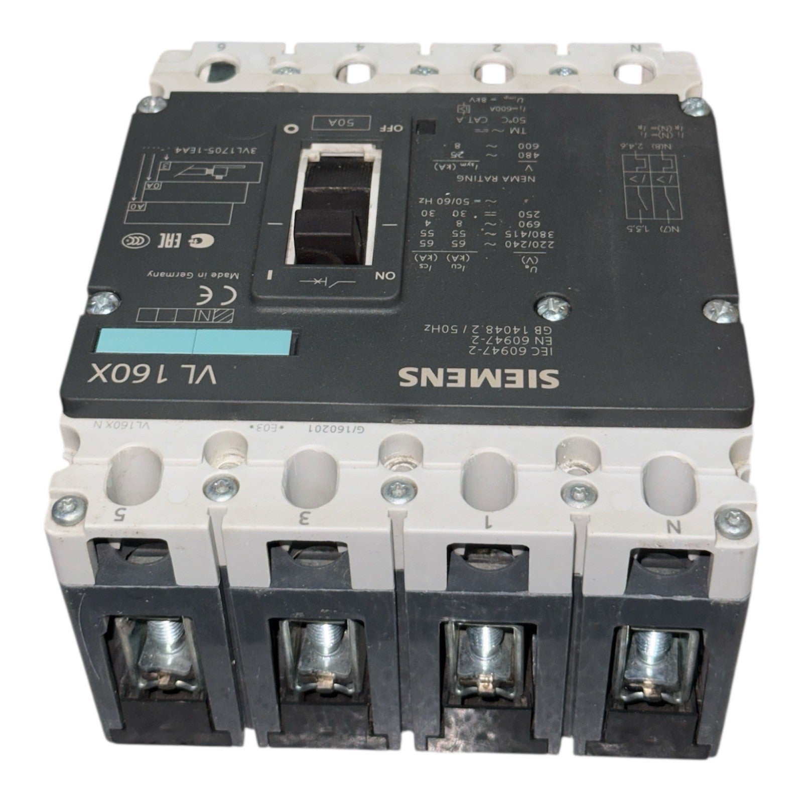 Siemens VL 160X Circuit Breaker 50A 4-Pole 690V VL160X/N