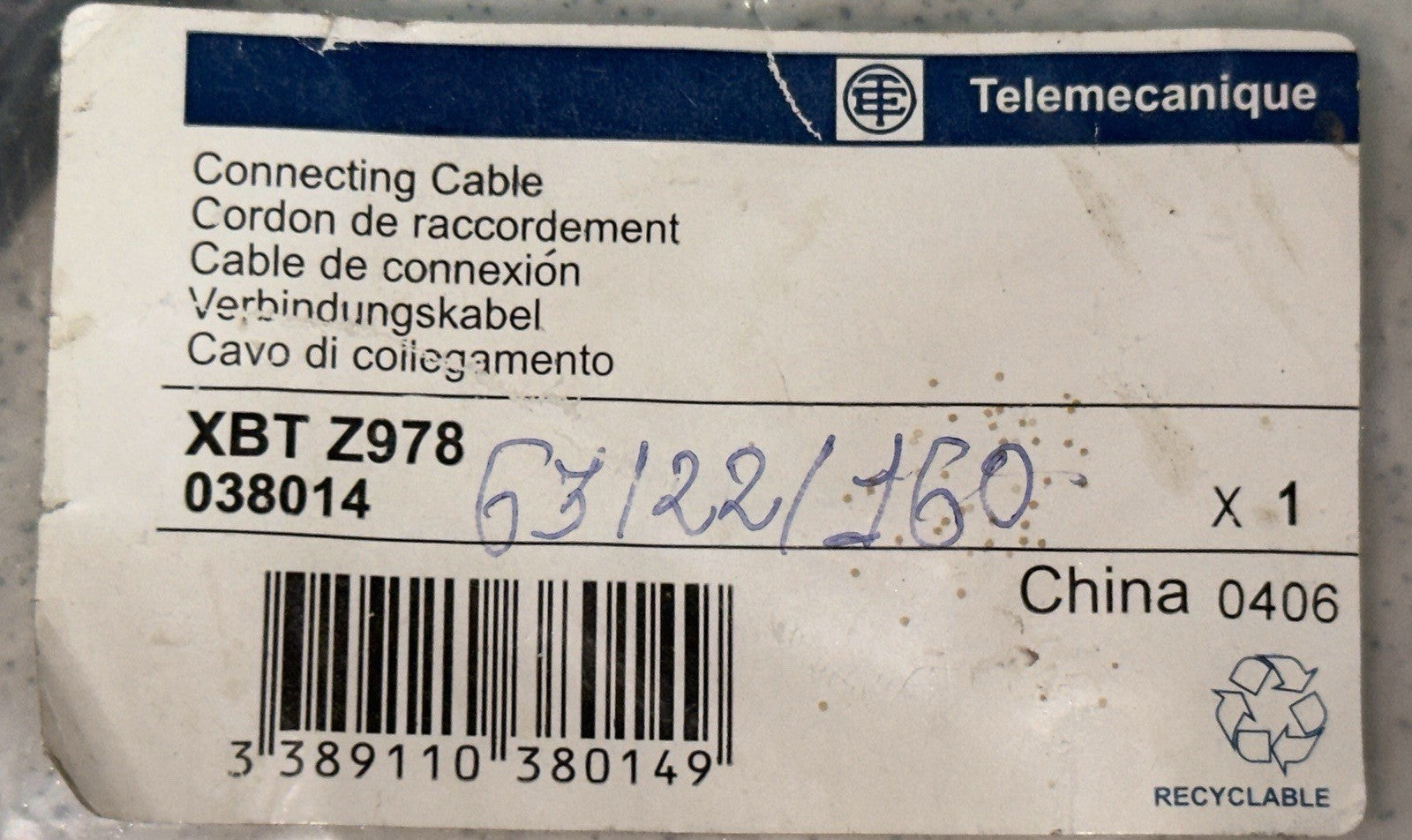 Telemecanique XBT-Z978 Connecting Cable 2.5 meter 