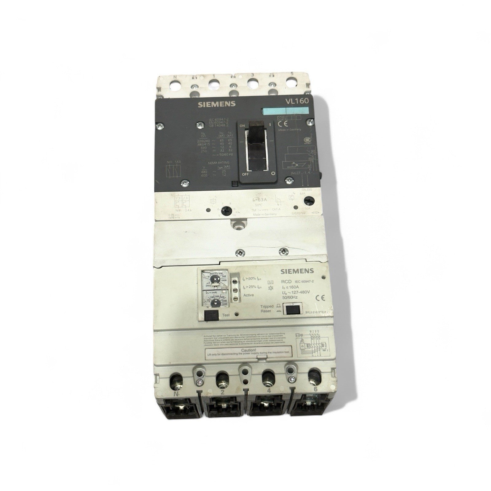 SIEMENS VL 160 63a MCCB With 3VL9216-5GC40 