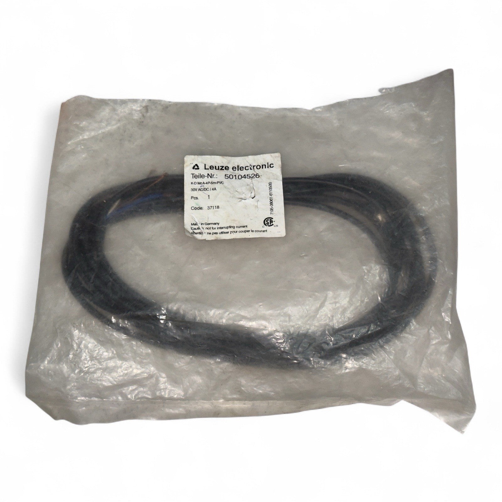 Leuze Electronic Cable KD M8 4P-4M-PVC 50104526 - 4Metre/30Volt, 4-Pin, Germany