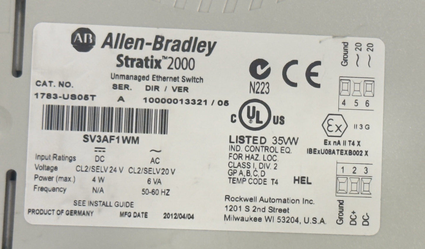 Allen-Bradley 1783-US05T Stratix 2000 Port Unmanaged Ethernet Switch
