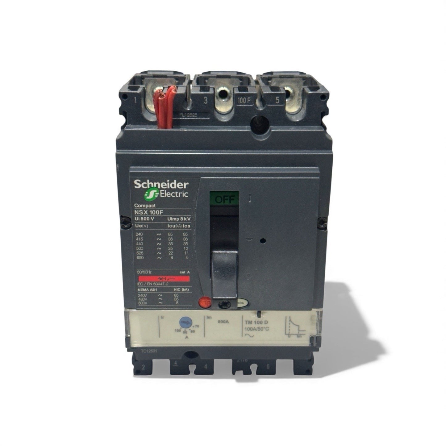 SCHNEIDER COMPACT NSX 100F CIRCUIT BREAKER 100 AMPS 3 POLE