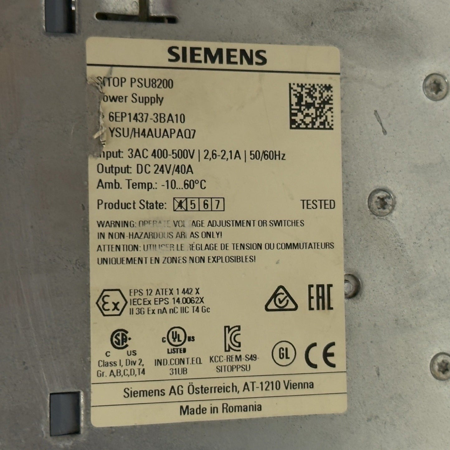 SIEMENS SITOP PSU8200 Power Supply 40a  6EP1437-3BA10 -Free Ship Via FedEx & DHL