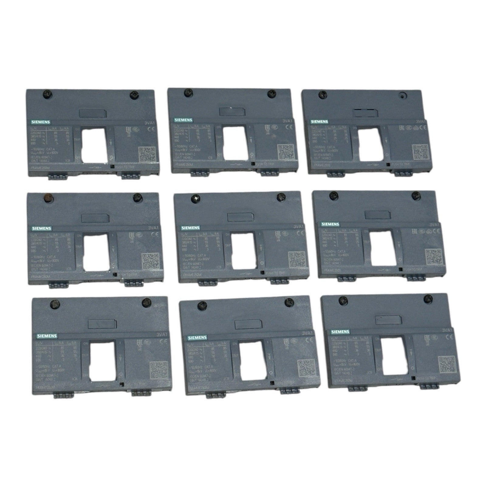 Siemens 3VA1 Molded Case Circuit Breaker Frames- 9 Pis Lot