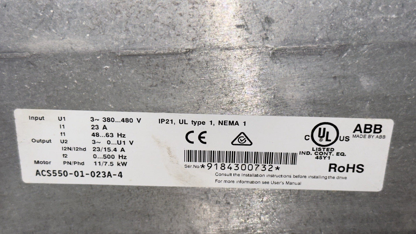 Abb ACS550-01-023A-4 Variable Frequency Drive (VFD)