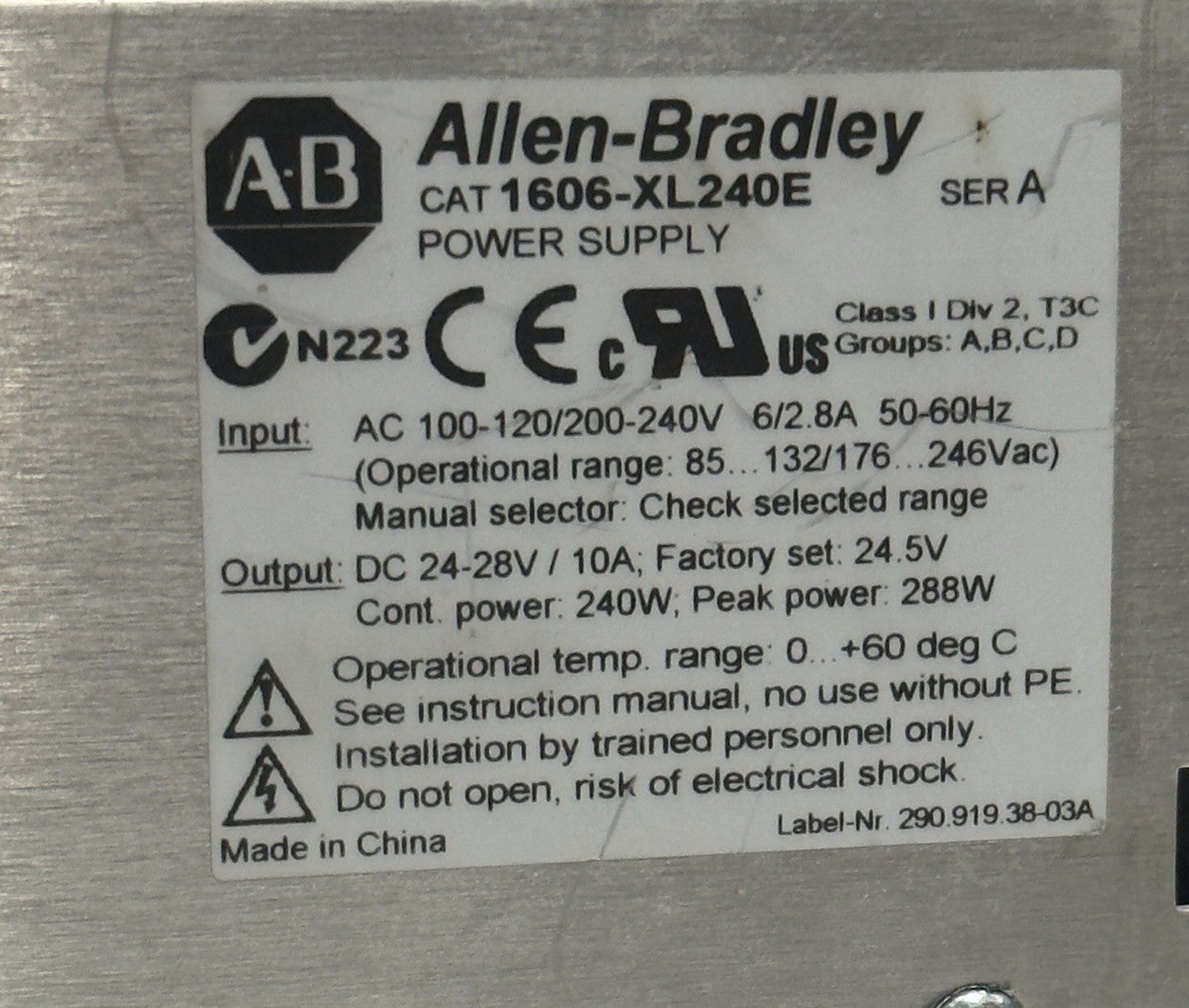 Allen Bradley 1606-XL Power Supply 10a