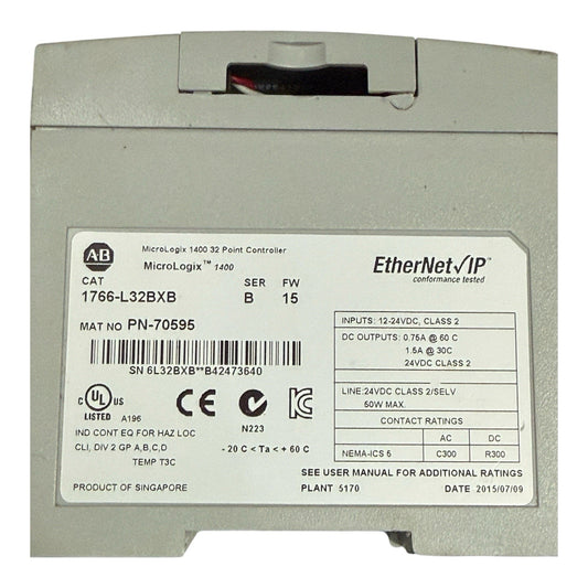 Allen-Bradley MicroLogix 1400 32 Point Controller 1766-L32BXB - EtherNet/IP