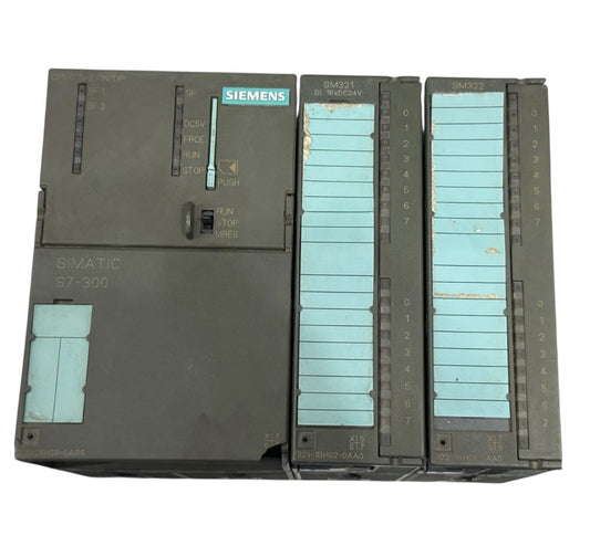 Siemens SIMATIC S7-300 PLC System with CPU 315-2 PN/DP, SM321, and SM322 Modules