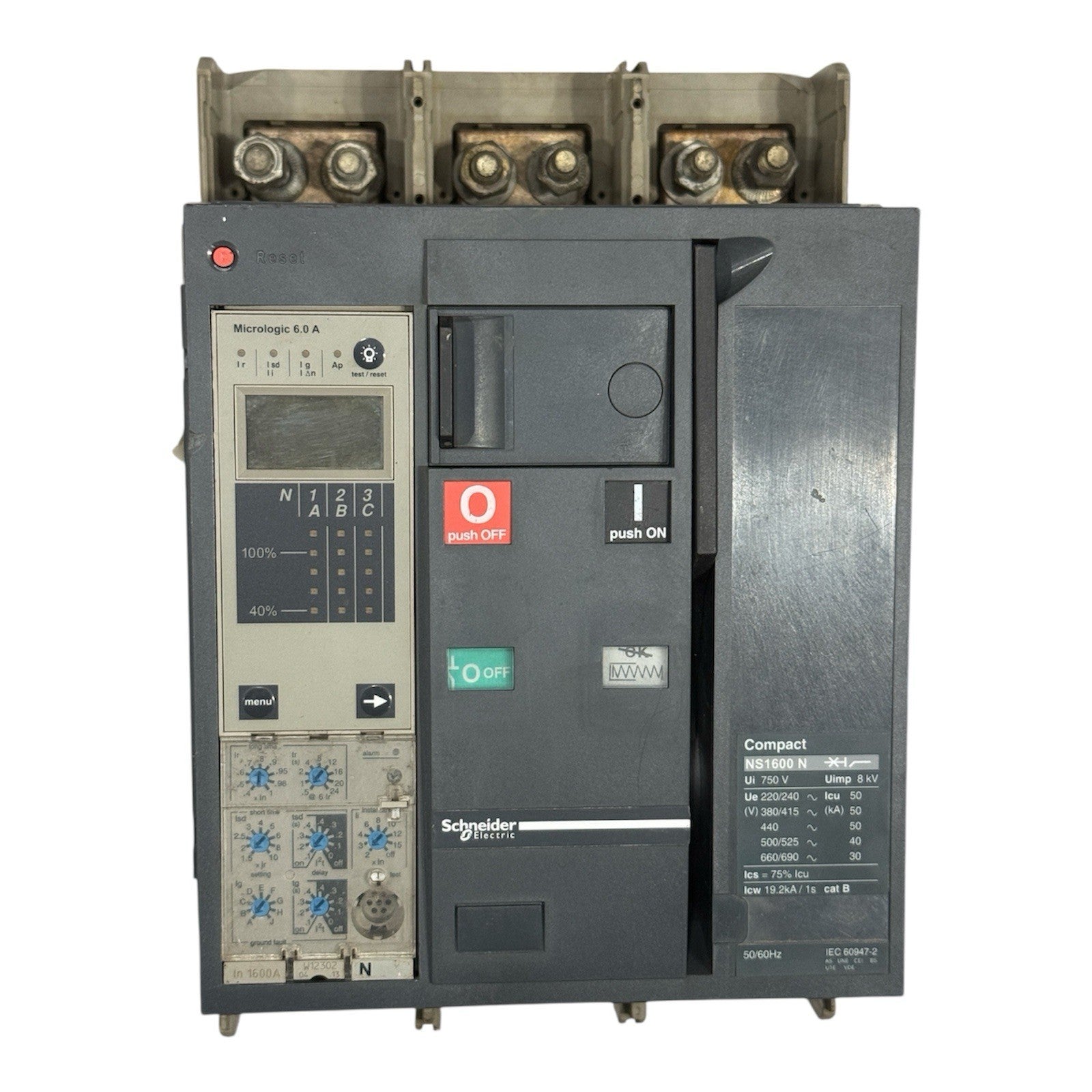 Schneider Electric Compact NS1600N Circuit Breaker 1600A 3-Pole Micrologic 6.0A