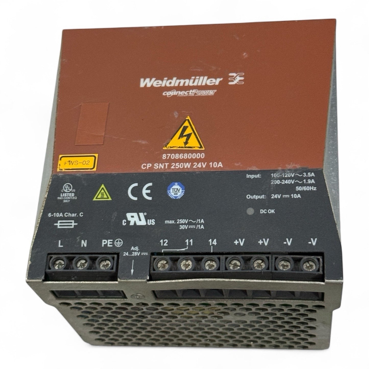 Weidmüller CP SNT 250W 24V 10A Power Supply 8708680000 - Industrial DIN Rail PSU