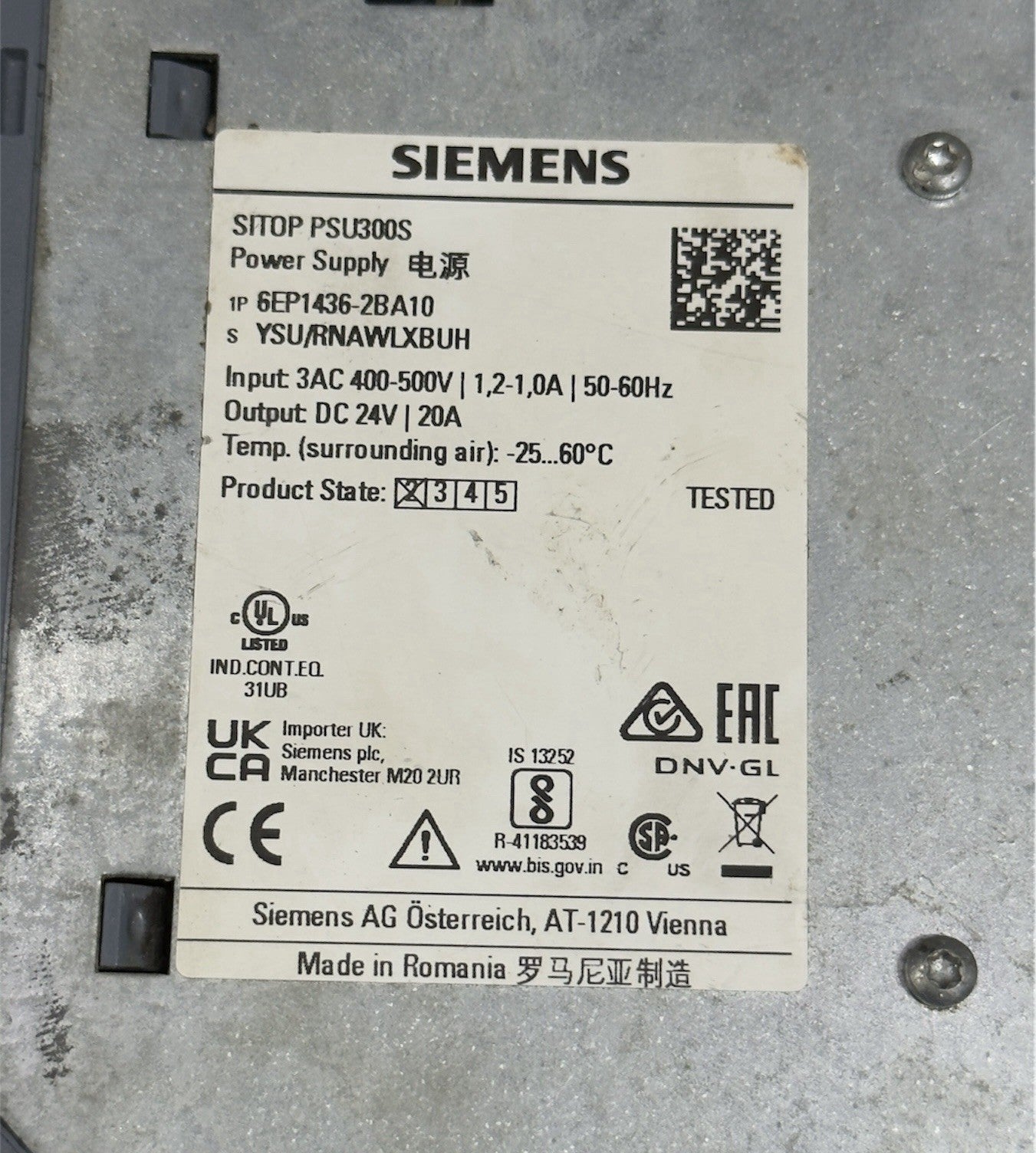 Siemens SITOP PSU300S Power Supply 6ЕP1436-2BA10- Made In Romania