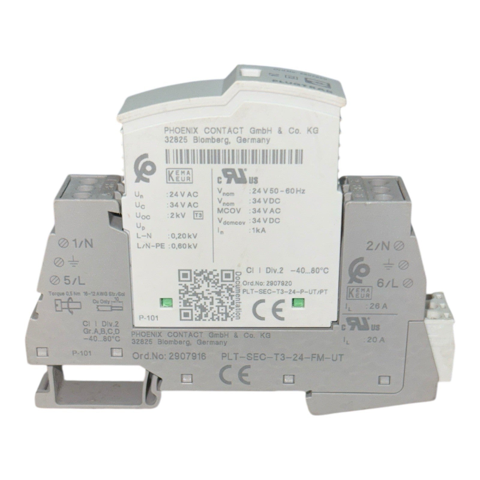 Phoenix Contact PLT-SEC-T3-24-FM-UT Surge Protection Device - 24V AC/DC 